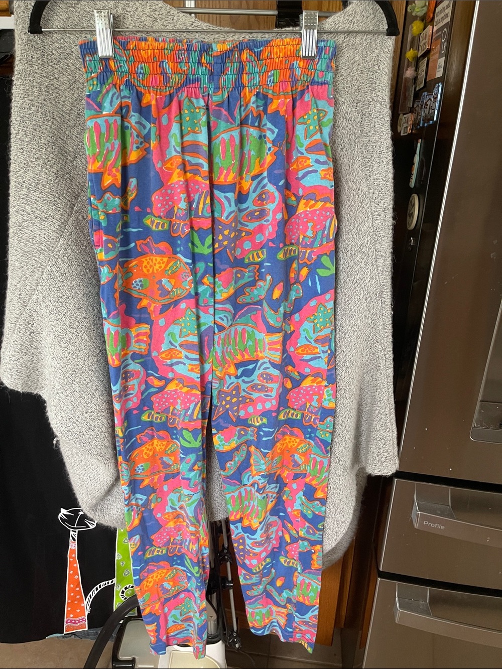 Ken Done Fish Sea Print Cotton Pants Art to Wear S